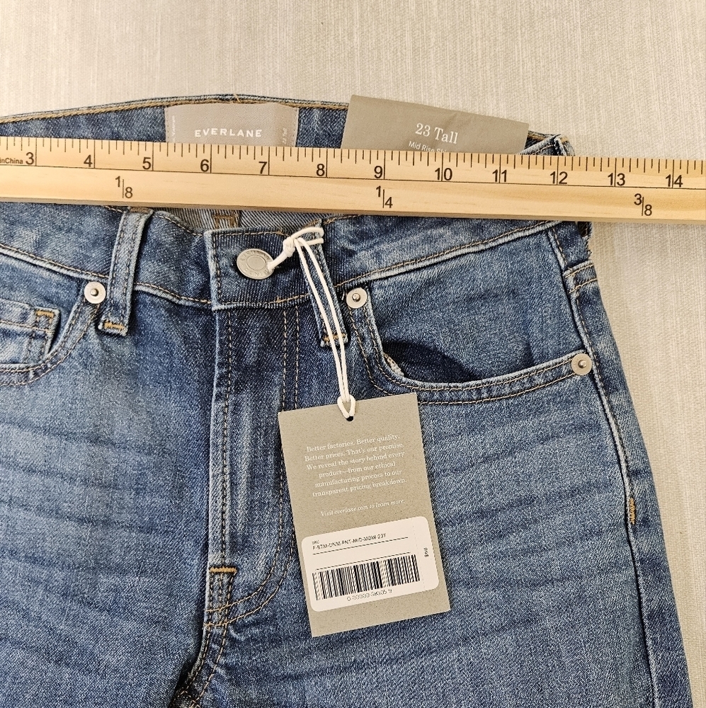 NWT EVERLANE‎ Jeans Womens Size 23 Tall Blue Mid-Rise Skinny Denim - Picture 10 of 11